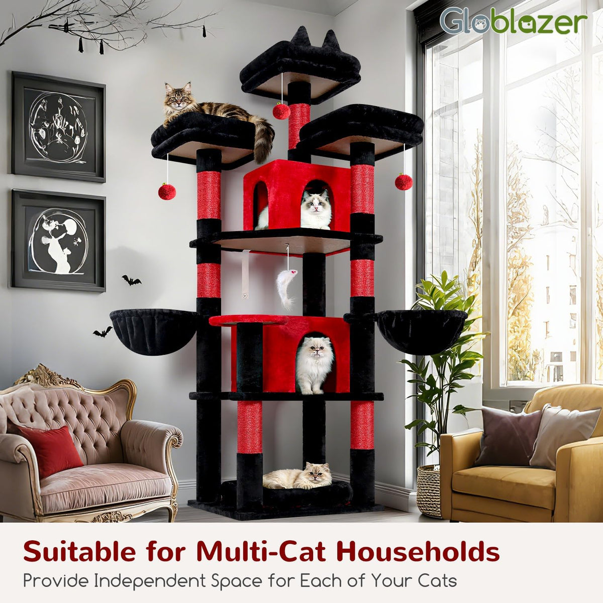 Globlazer Big XL Gothic Cat Tower for Indoor Multiple Cats, F68B