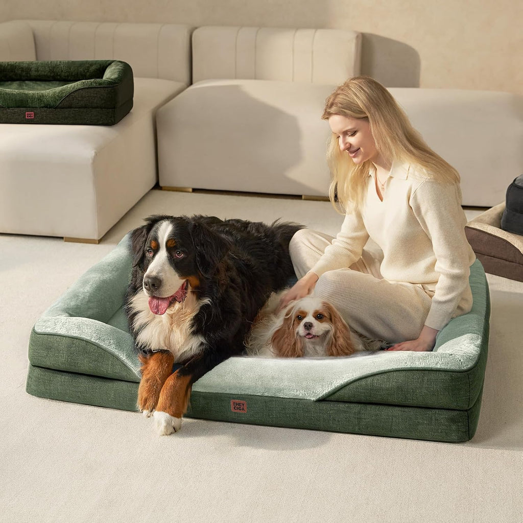EHEYCIGA Orthopedic Dog Bed for Medium Dog, Memory Foam Dog Couch, Green