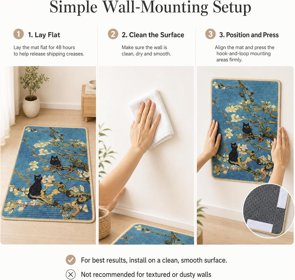 Art Sisal Cat Scratcher Mat, Cat Wall Scratchers for Indoor Cats