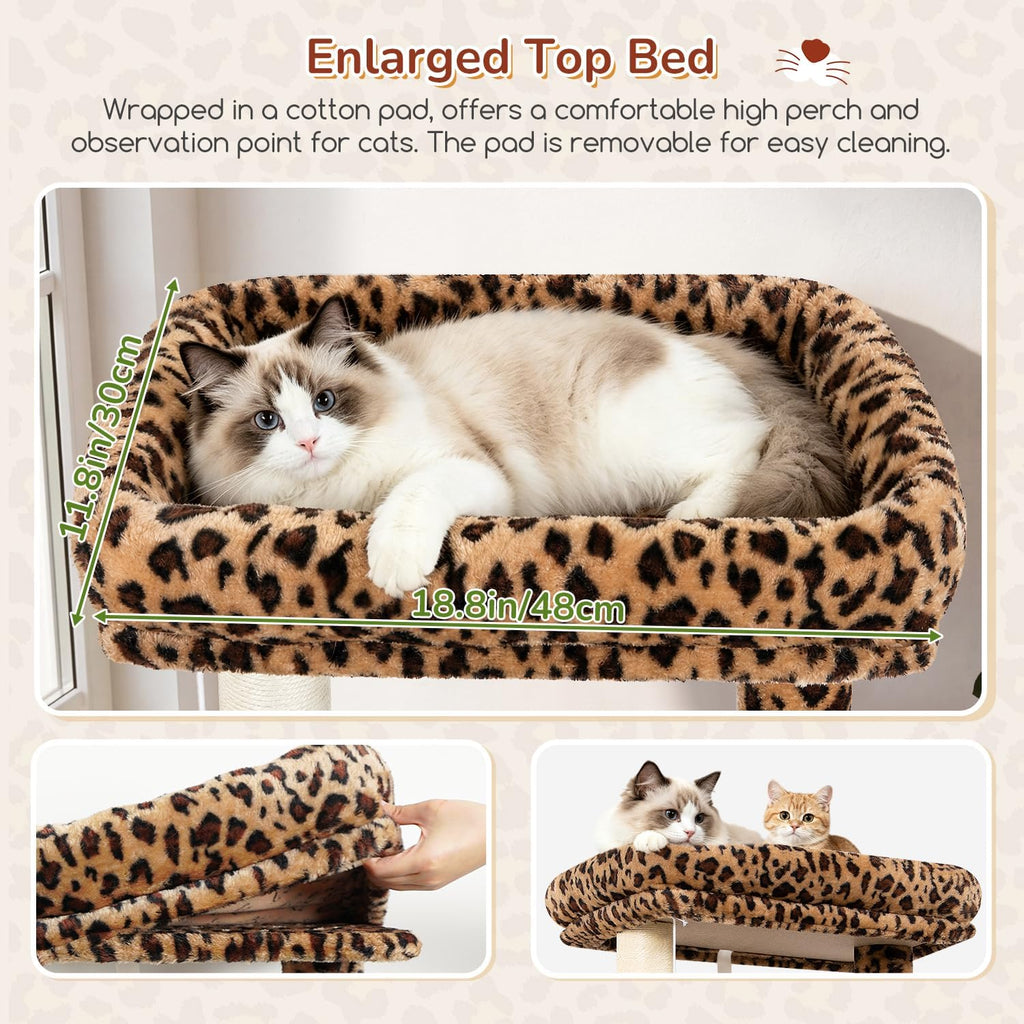 Globlazer Leopard Cat Tree Tower with Scratching Post for Indoor Cats, F53