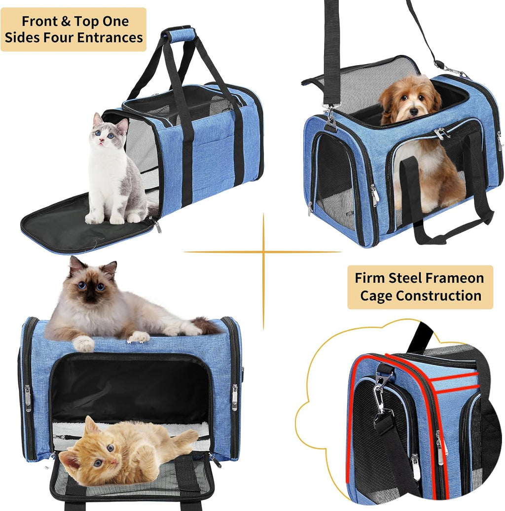 Soft-Sided Cat/Dog/Pet Carrier, Collapsible Pets Travel Carriers