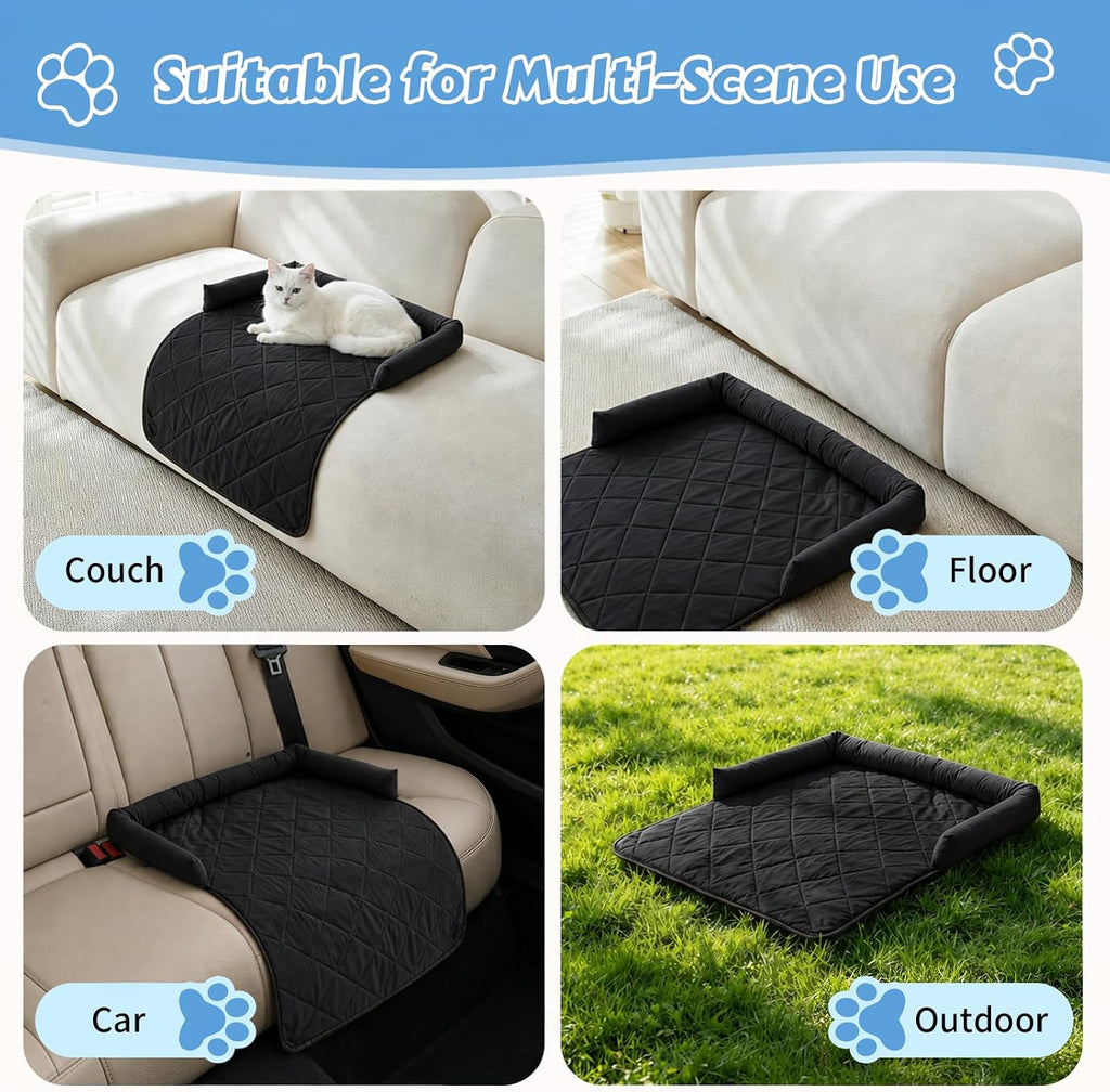 Cooling Dog Bed Mats with Neck & Head Support, 31.5 x 23.62 inch Black