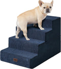 EHEYCIGA Dog Stairs for Bed 20" H, 4-Step Extra Wide Dog Steps, Navy