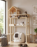Wood Cat Tower for Automatic Litter Box, 60''H Cat Tree, 4 Tier