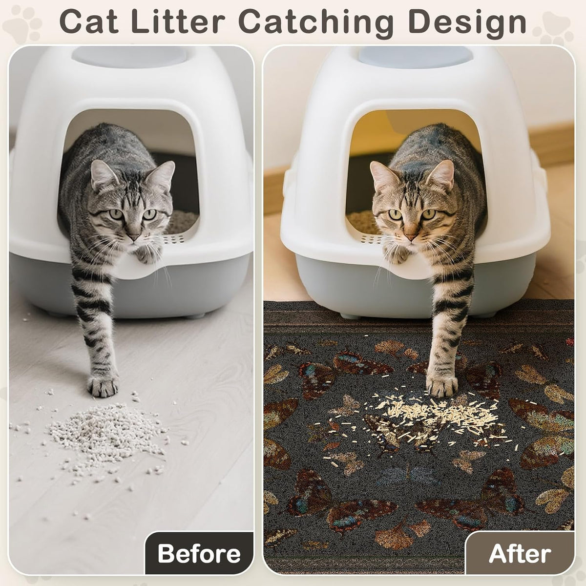 Unicorn Catcher 33"x22" Cat Litter Mat Non-Slip Washable Litter Box Mat | High-Density PVC Litter Catcher Mat Efficiently Traps Scattered Litter From Paws To Keep Floors Clean
