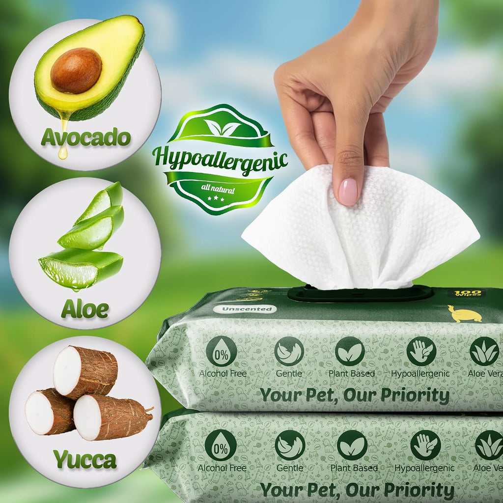 Petazy Pet Wipes for Dogs & Cats - Paws, Ears & Butt Cleaning, 400 Count