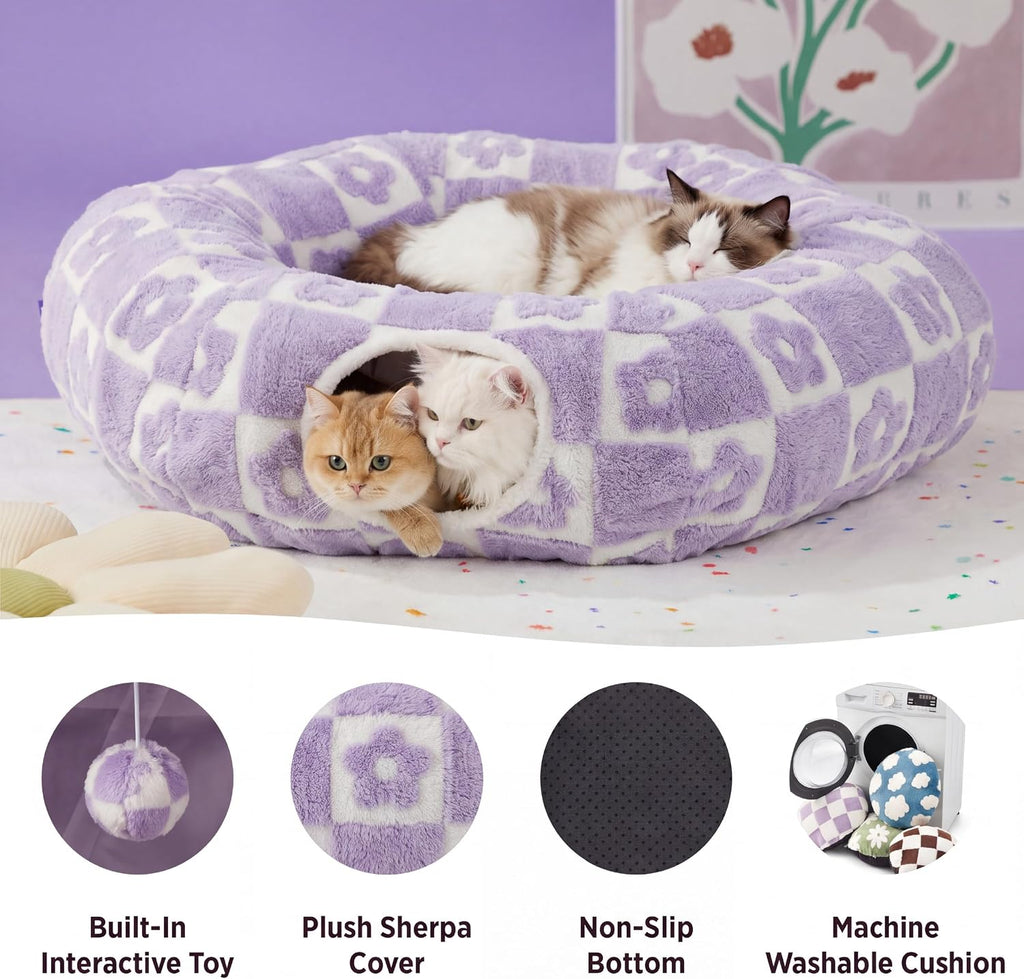 Lesure Donut Cute Jacquard Large Cat Tunnel Bed Kitten Toys for Dog Bunny