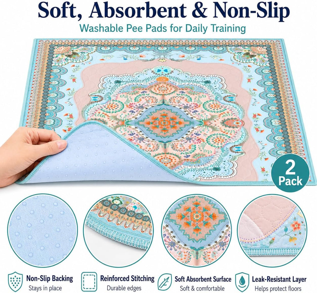 Aitmexcn Washable Pee Pads for Dogs, 2 Extra Large Puppy Pads, 72'' x 72''
