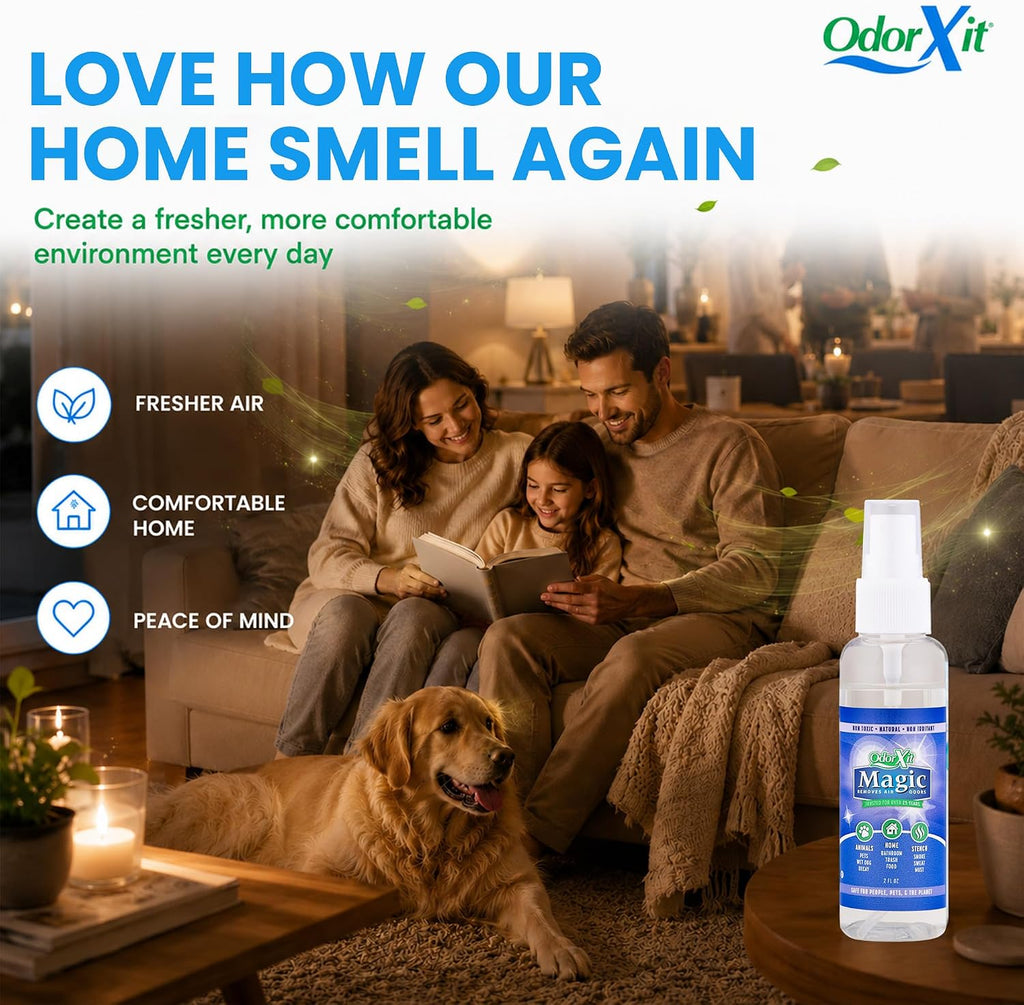 OdorXit Magic Air Odor Neutralizer Spray, Powerful Dog & Cat Urine Odor Neutralizer, Safe Air Refresher for Home, Safe Odor Absorber for Pet, Closet & Any Strong Odor Remover, 2oz