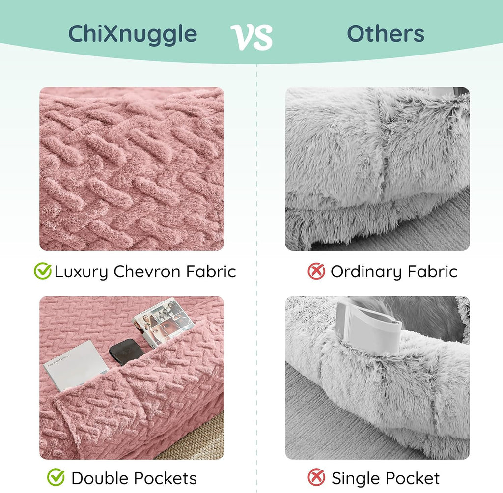 ChiXnuggle Orthopedic Human Dog Bed,with Faux Fur Washable Cover,Blanket