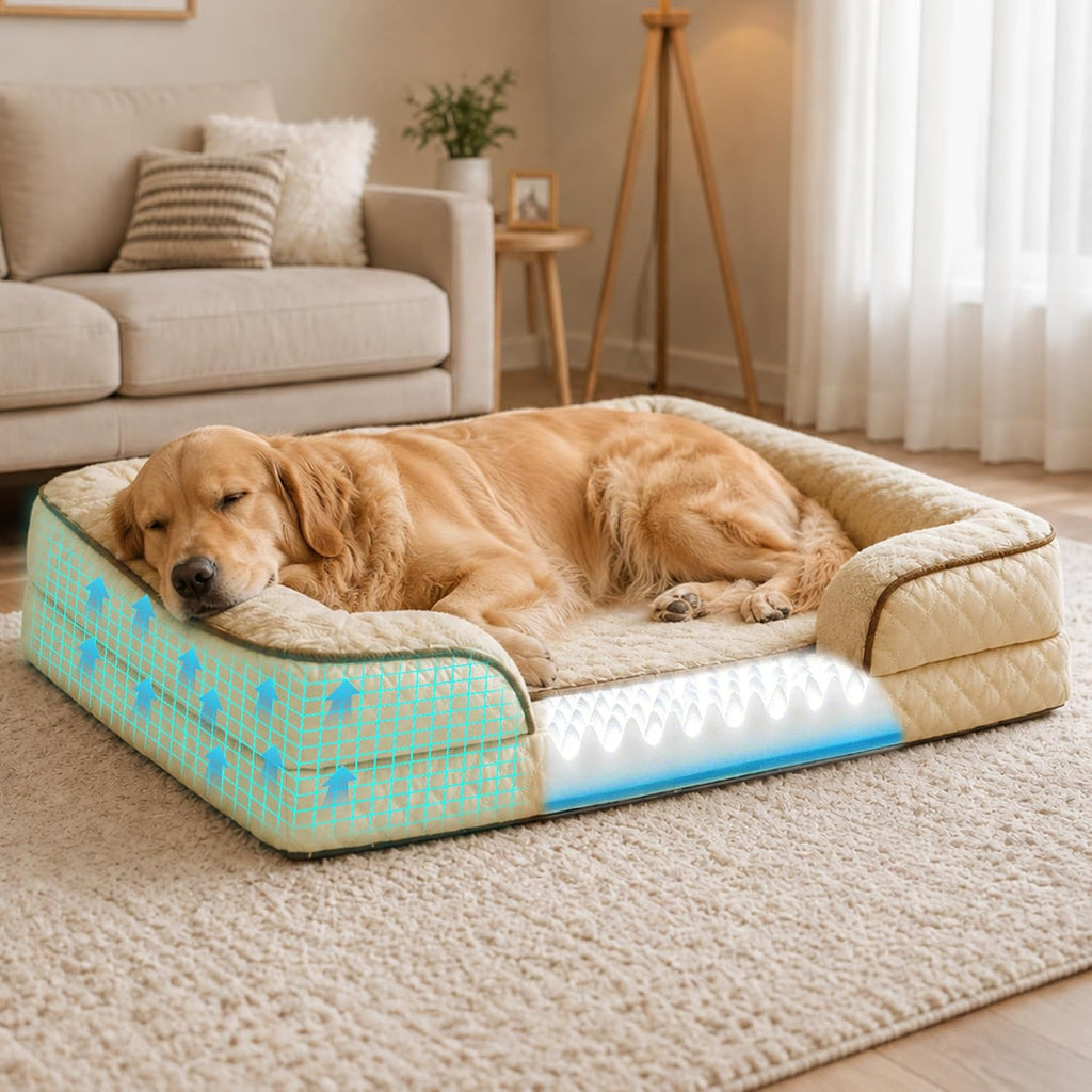 Dog Bed with Reusable Potty Pad - 44.5" x 33.5" x 6.7" Beige