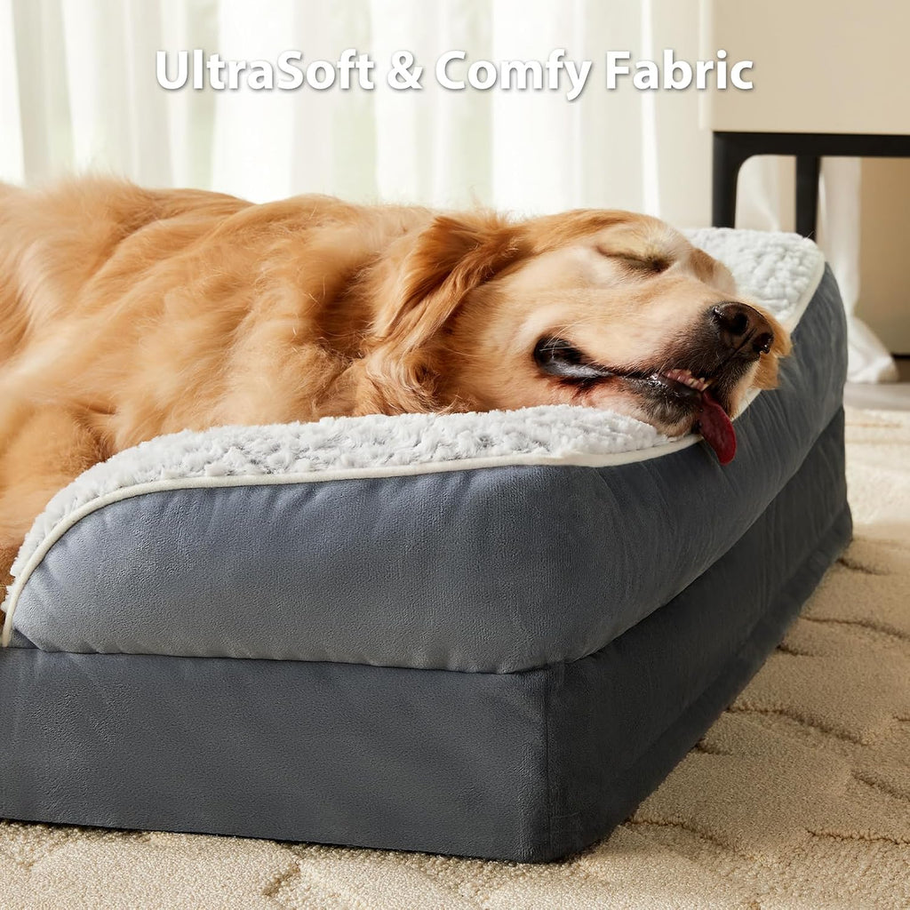 LEXTRO Orthopedic Dog Beds for Large Dogs, Comfy Washable Dog Couch Bed
