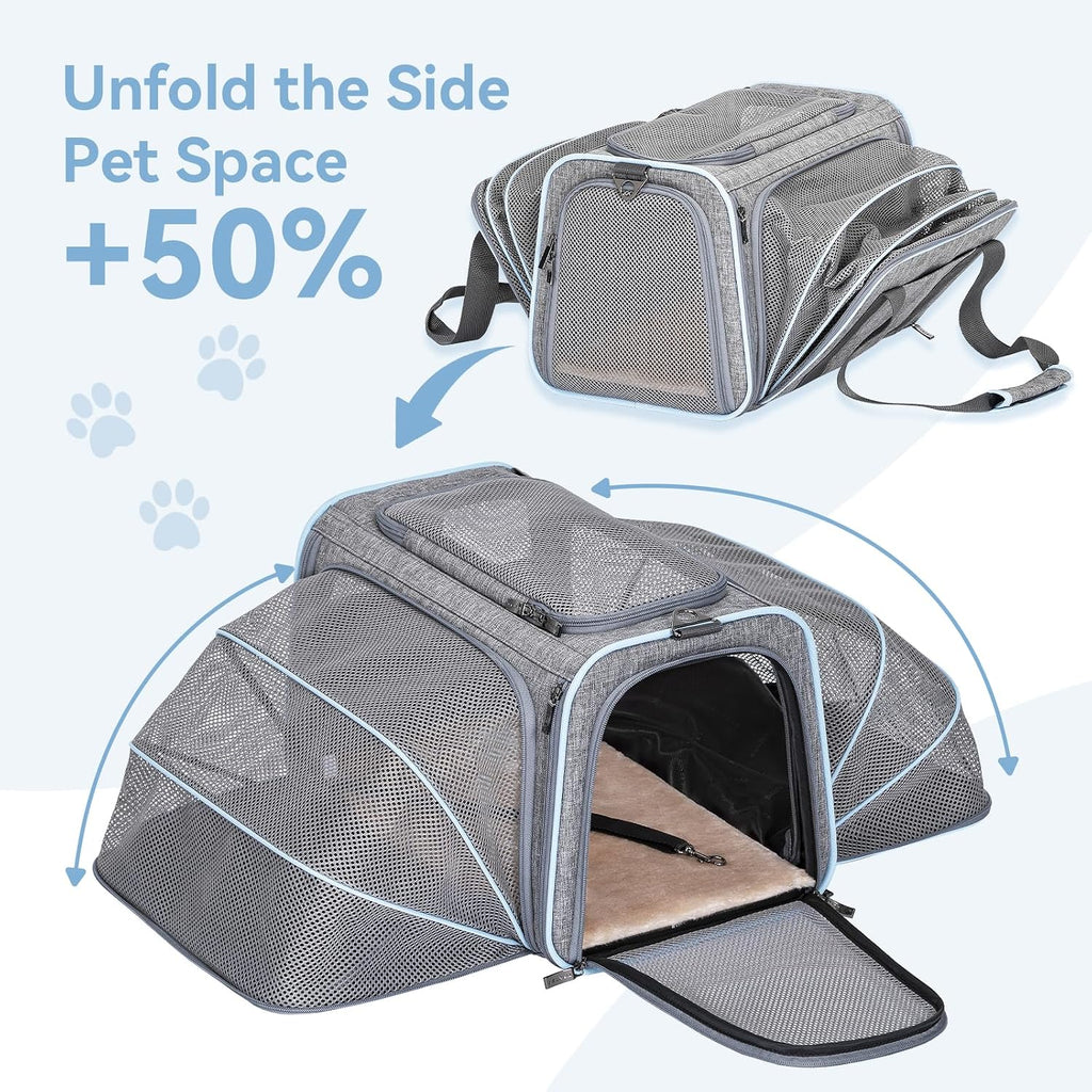 Petsfit Medium Double Expandable Cat Carrier for Cats and Small Dogs