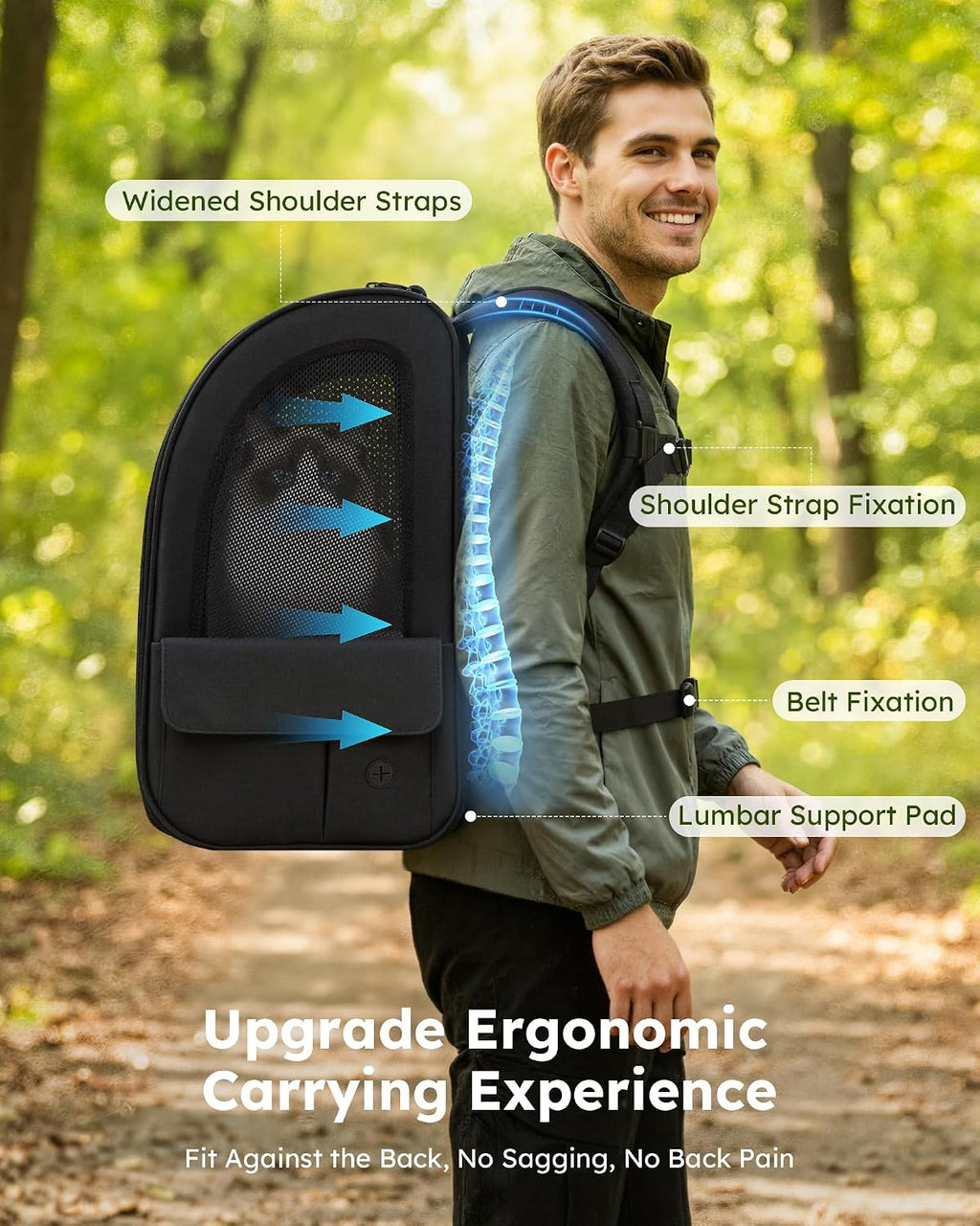pecute Dog Backpack Expandable, Cat Carrier Backpack Breathable, Large
