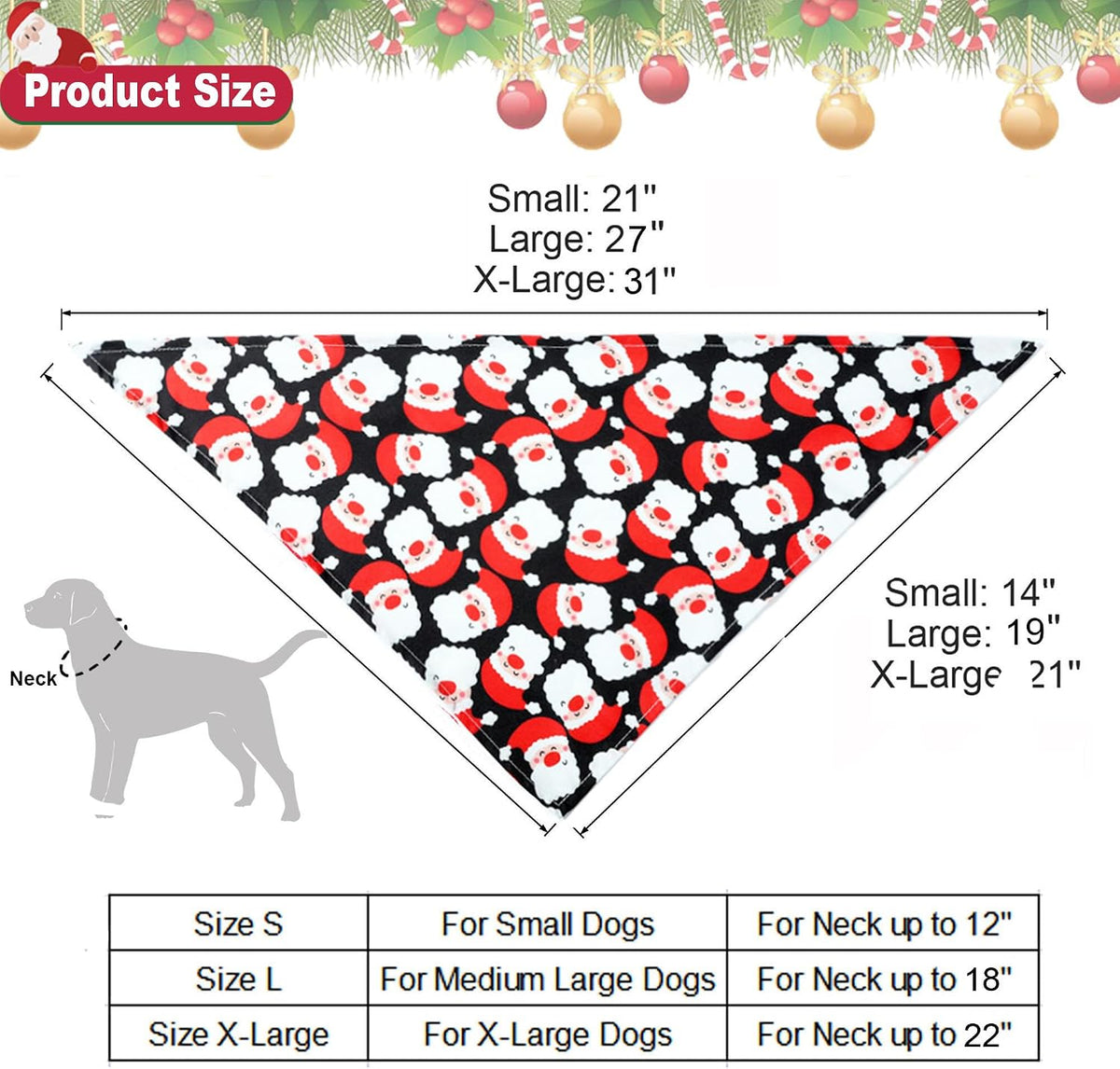 ADOGGYGO 4 Pack Dog Bandana Christmas Dog Scarf Triangle Bibs Kerchief Set Red Green Pet Christmas Costume Accessories Decoration for Extra Large Dogs (X-Large)
