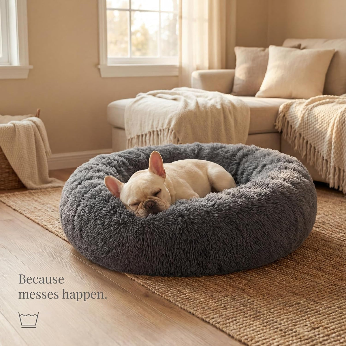 nononfish Soft Dog Bed for Small Dogs,Cozy Calming Donut Pet Bed