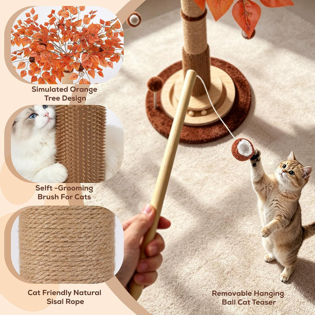 46" Extra Tall Cat Scratching Post with Toy for Large and Adult Indoor Cats