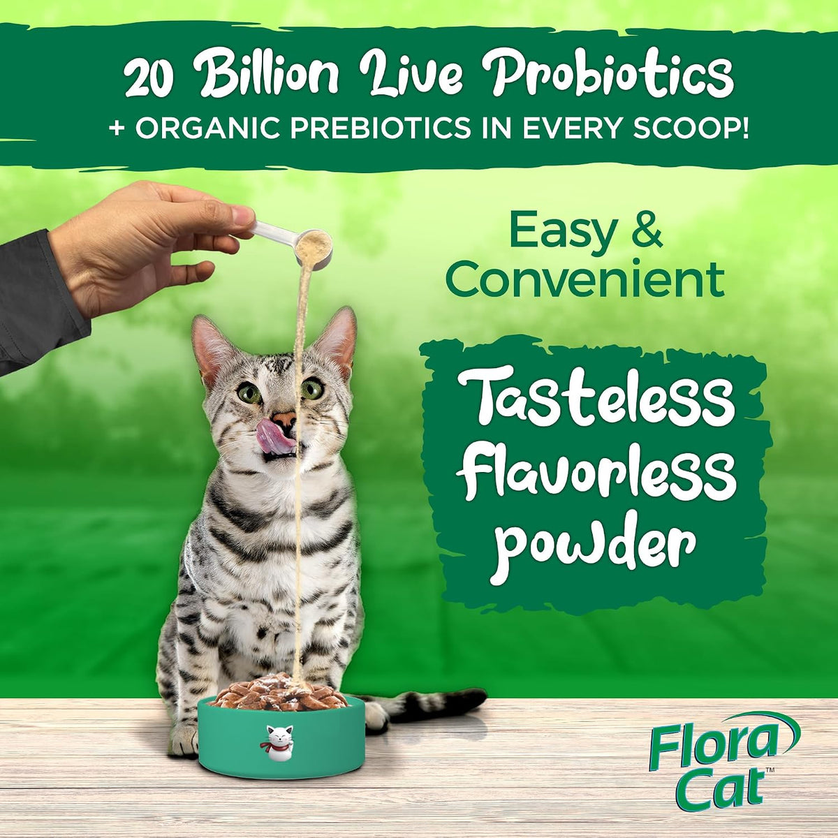 Vital Planet - Flora Cat Probiotic Powder Supplement with 20 Billion Cultures and 10 Diverse Strains High Potency Probiotics for All Cats for Feline Digestive and Immune Support 30 Scoops 3.92 oz