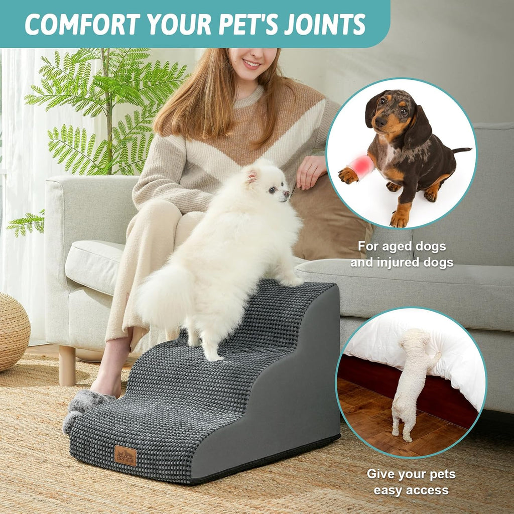 COZY KISS Dog Stair for Small Dog 15.7" H, 3 Step Pet Ramp for Couch