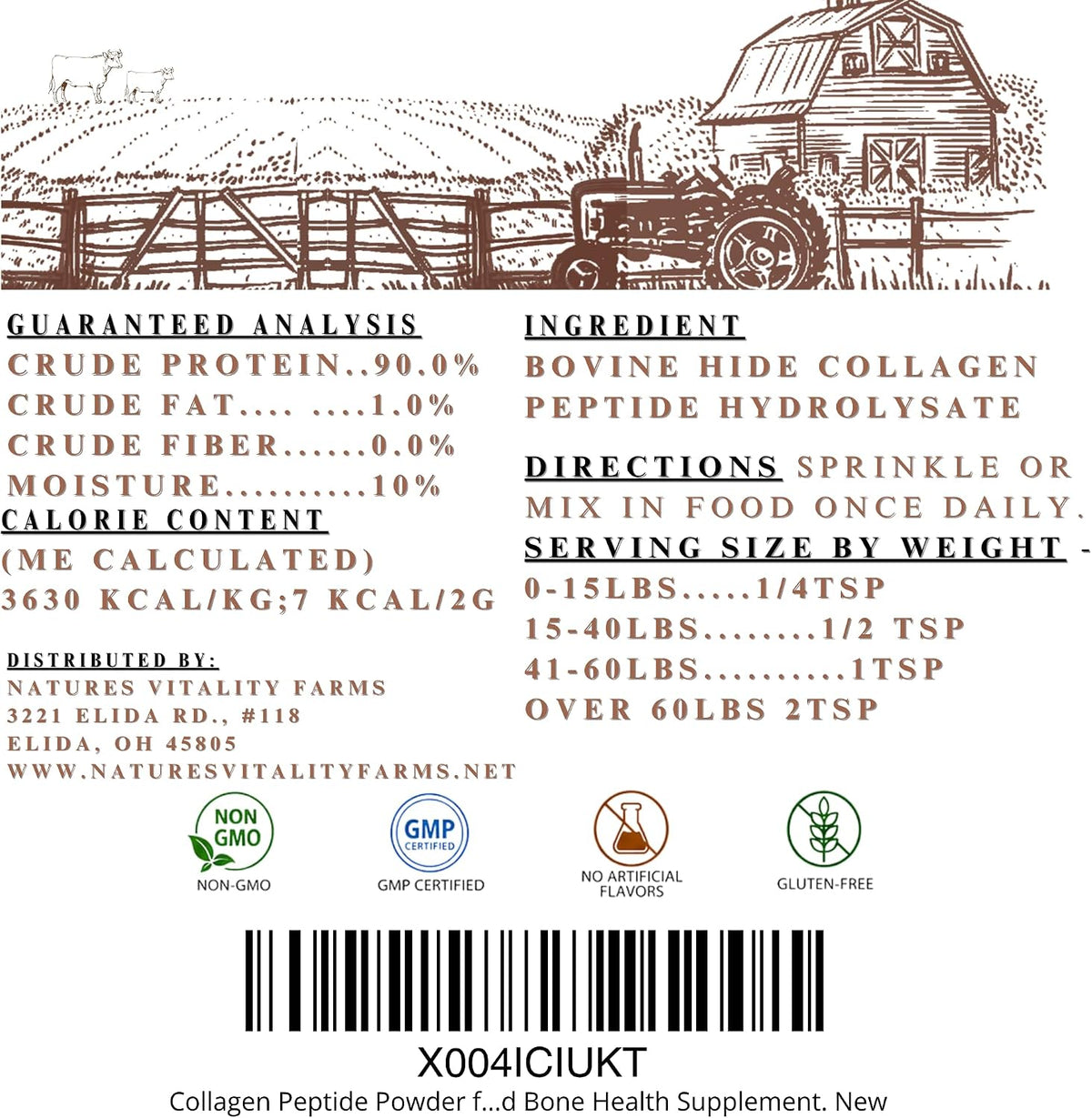 Collagen Peptide Powder for Dogs and Cats, Hydrolyzed, Grass Fed Beef, Pasture Raised Bovine, Hip and Joint Relief, Skin, Gut, and Bone Health Supplement.