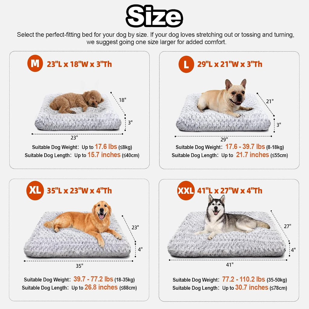 Dog Bed Large Size, Plush Washable Pet Bed Mat, Dog Crate Bed 41"x27" Gray