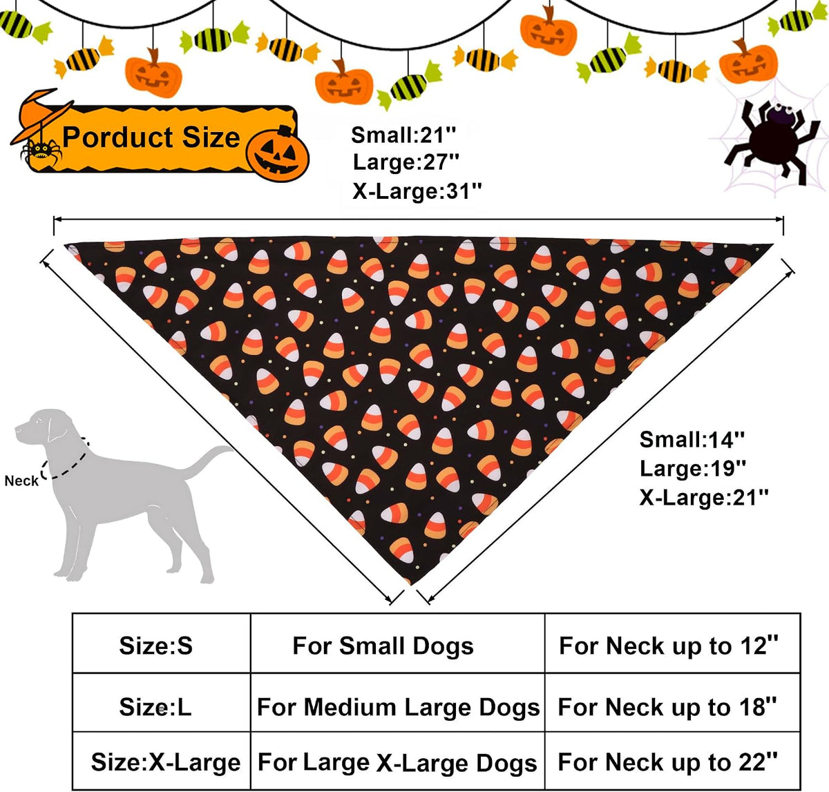 ADOGGYGO Halloween Dog Bandanas, 4 Pack Skeleton Ghost Pumpkin Bandana, S