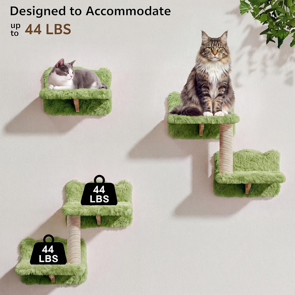 Cat Wall Furniture, 9 in 1 Cat Wall Shelves Set with Bridge, Green