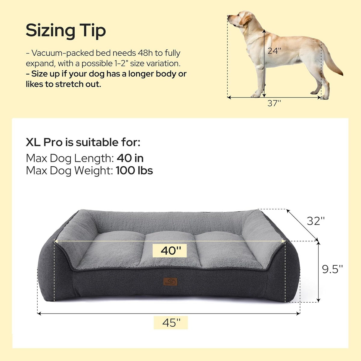 Bedsure SupportMax® Extra Thick Orthopedic XL Dog Bed for Extra Large Dogs