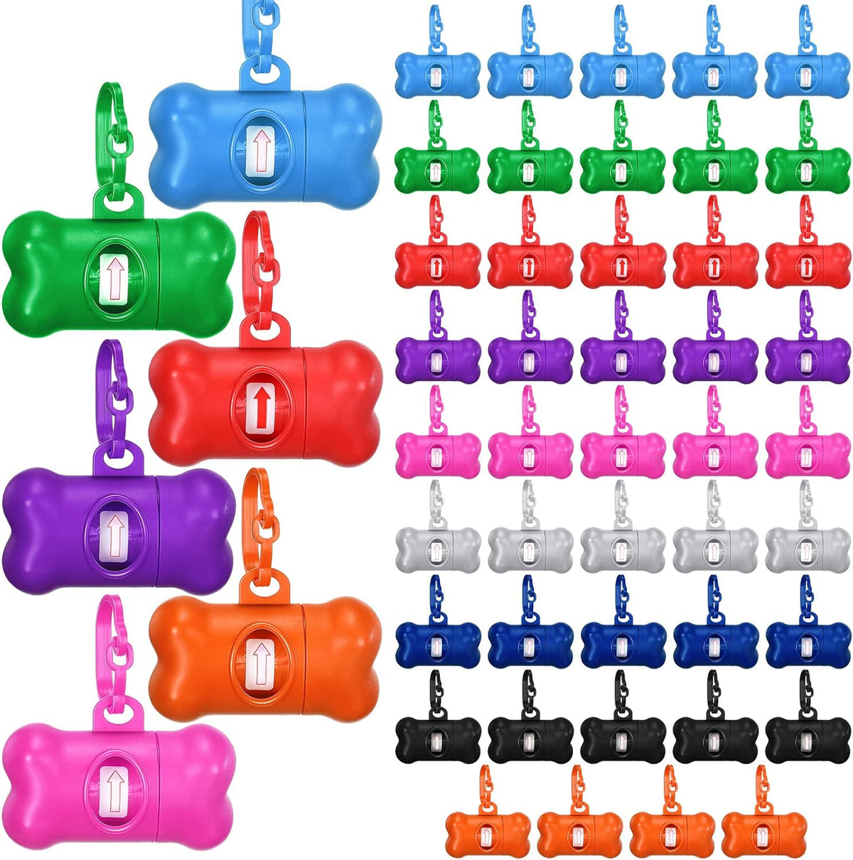 Zhehao 50 Pack Dog Poop Bag Holders for Leashes | Clip-on waste bag holders attach to leashes, belts, or pet gear for walks, travel, parks, homes, and pet businesses