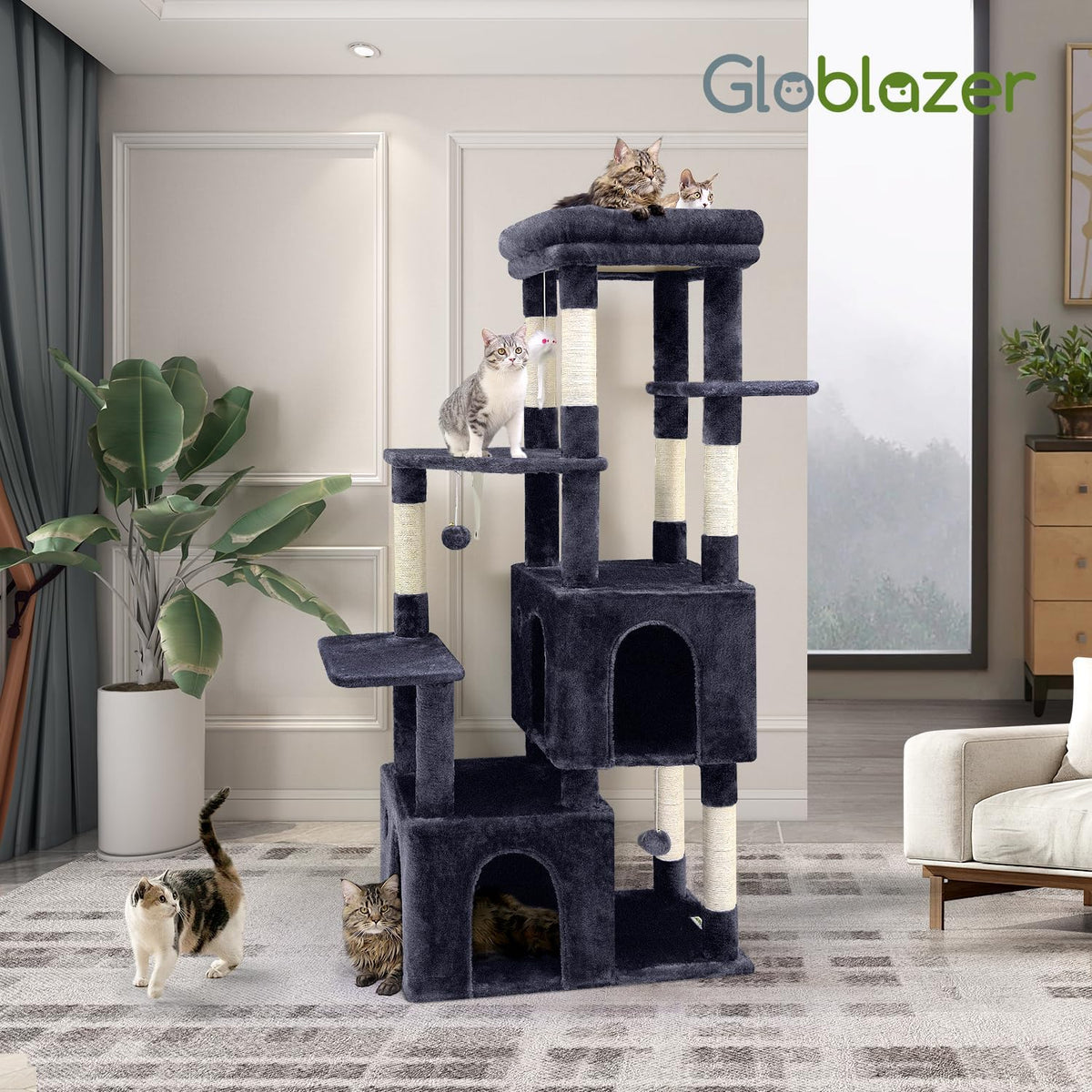 Globlazer Heavy Duty Cat Trees for Big Cats Maine Coon, F61, Dark Grey