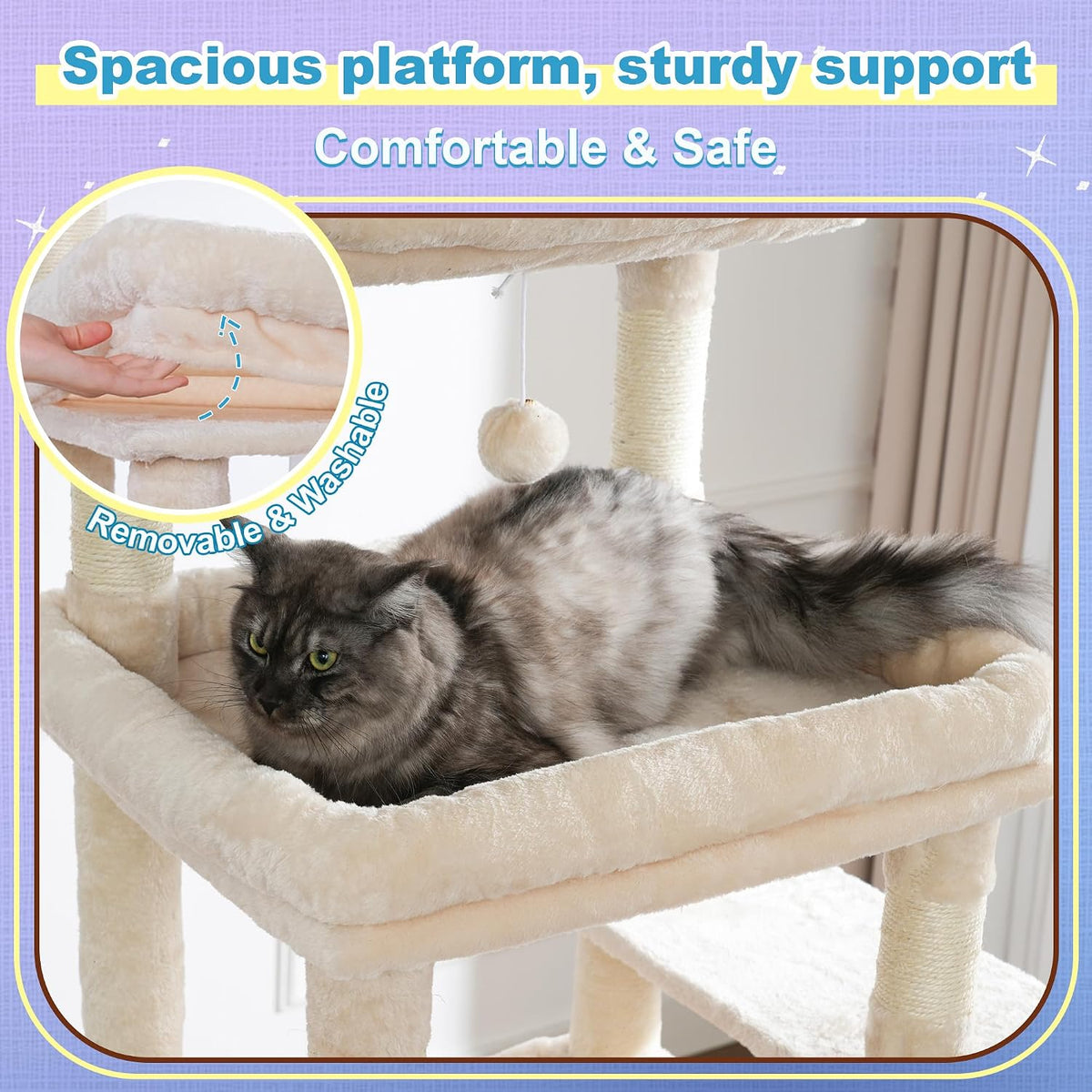 Hey-brother Cat Tree Tower with Extra Large Platform and Basket, MPJ080M