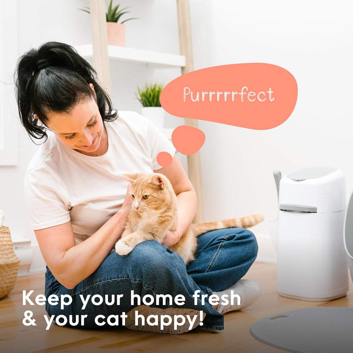 Litter Genie Style Cat Litter Pail with 18 ft Refill that Lasts 2.5 Months