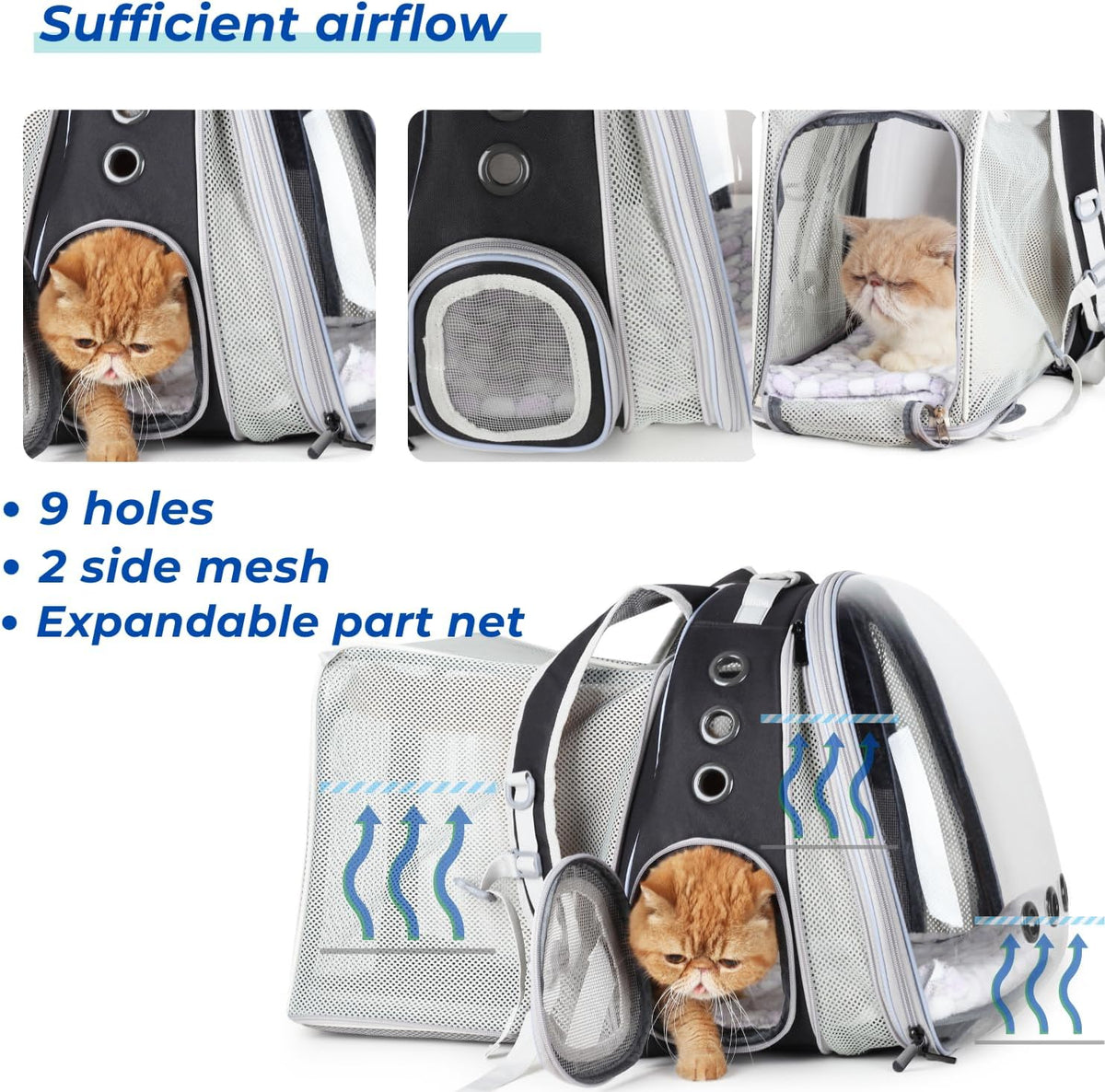 Lollimeow Expandable Bubble Cat Carrier Backpack, Supports up to 16 lbs