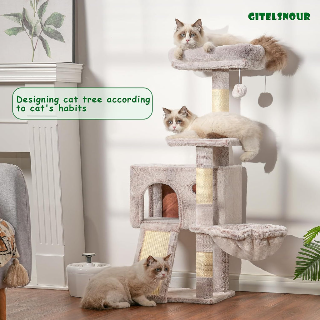 Gitelsnour Cat Tree Tower 42'' with Condo, Indoor Scratching Post GCT005SMU