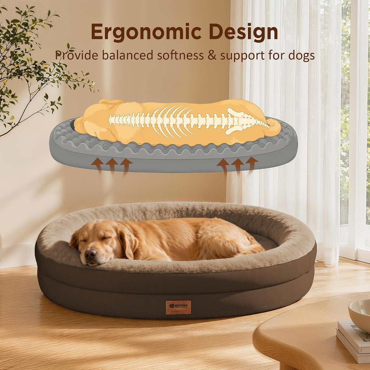 Waterproof Orthopedic Dog Bed for Extra Large Dogs, Coffee