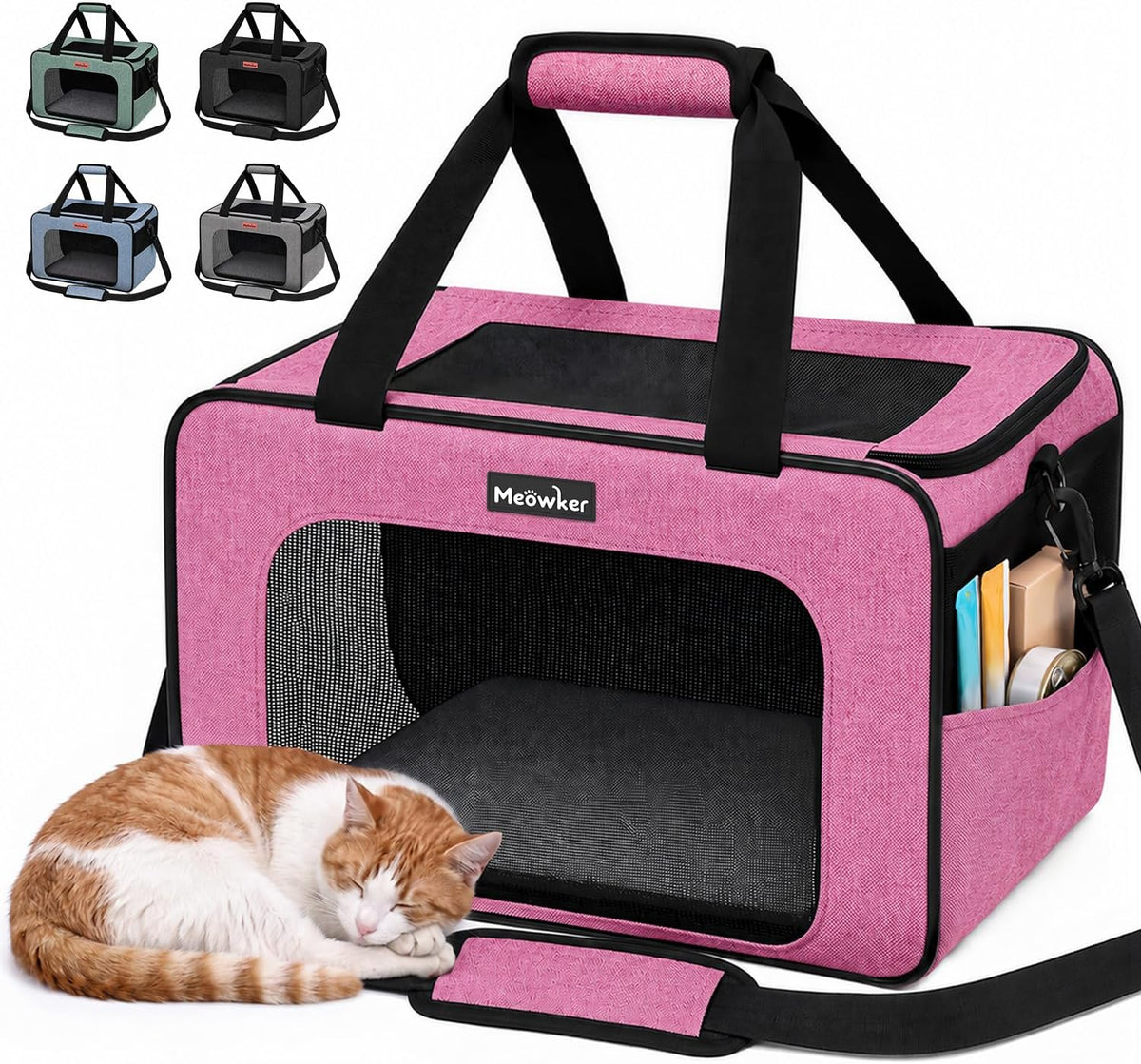 Soft-Sided Cat Dog Pet Travel Carrier Airline Approved, Medium Pink