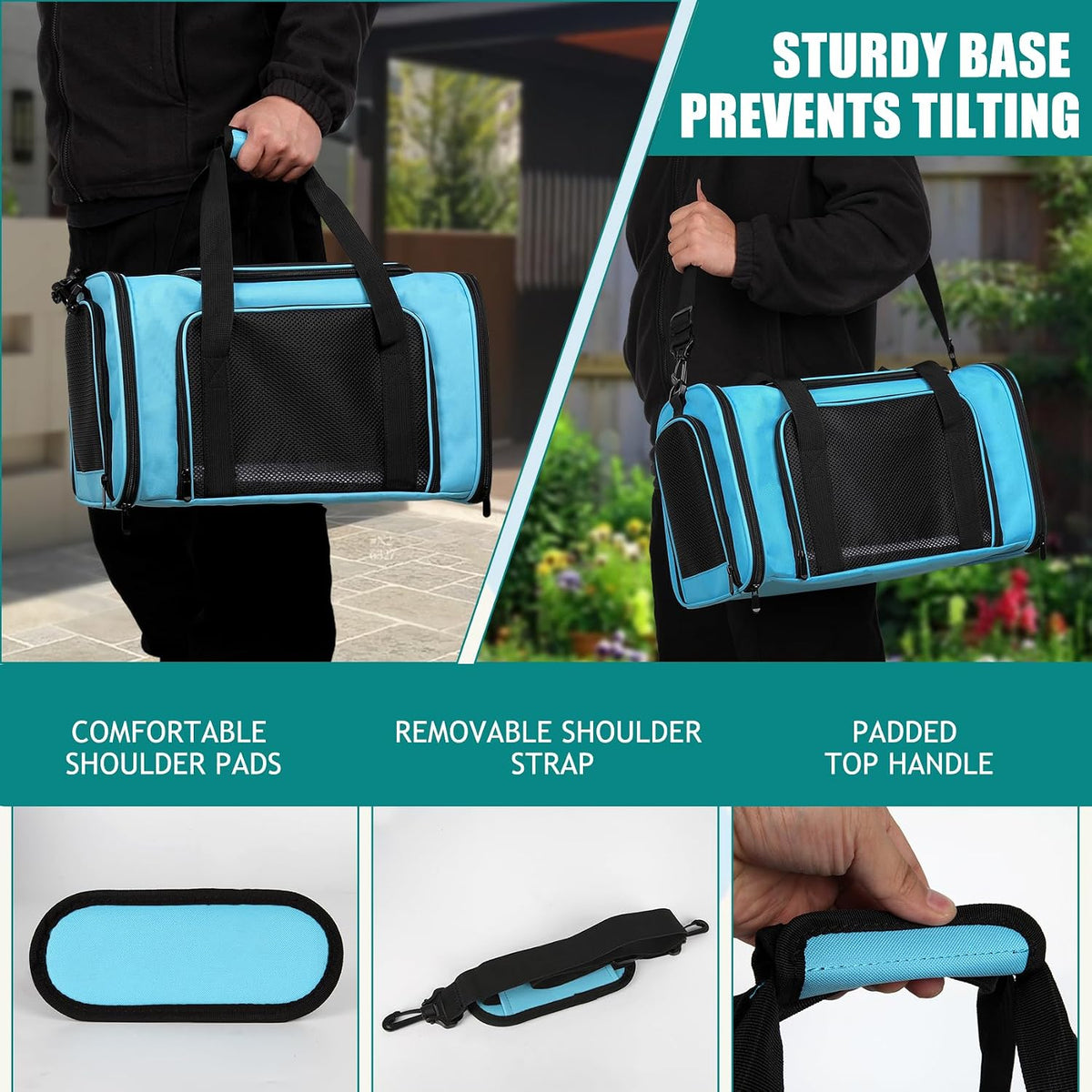 Top tasta Dog Cat Carrier Pet Carriers for Small Medium Large Cats Dogs Carrier Soft Sided Small Puppy Dog Carrier Portable Foldable Airline Approved Dog Cat Travel Carrier Blue Medium