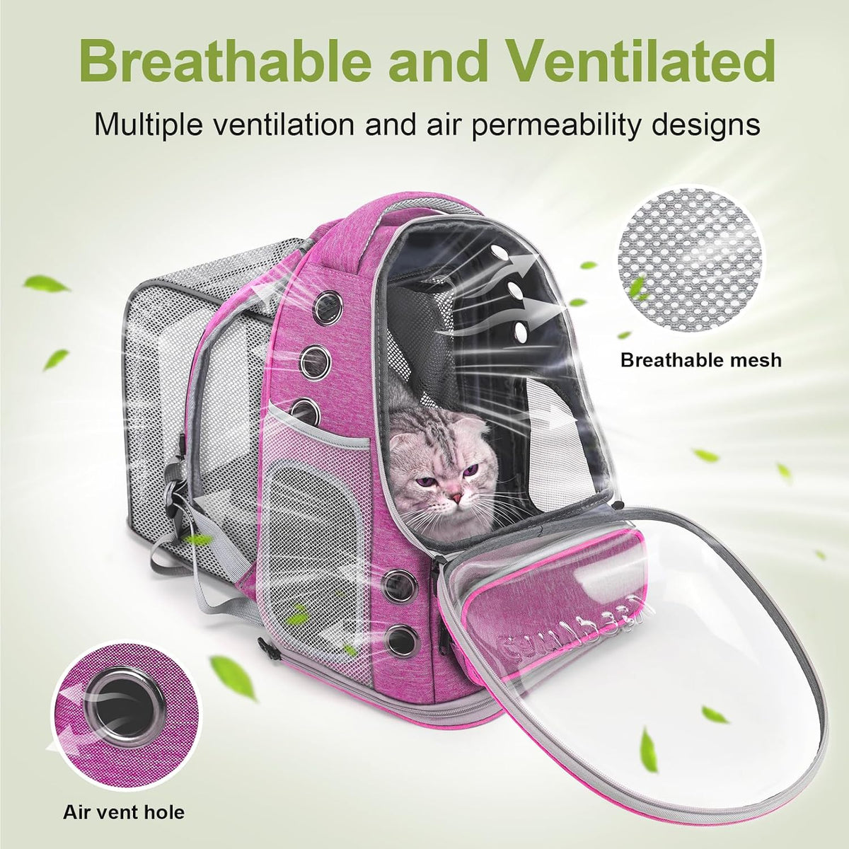 Cawypety Expandable Cat Backpack Large Space Cat Bubble Backpack Carrier