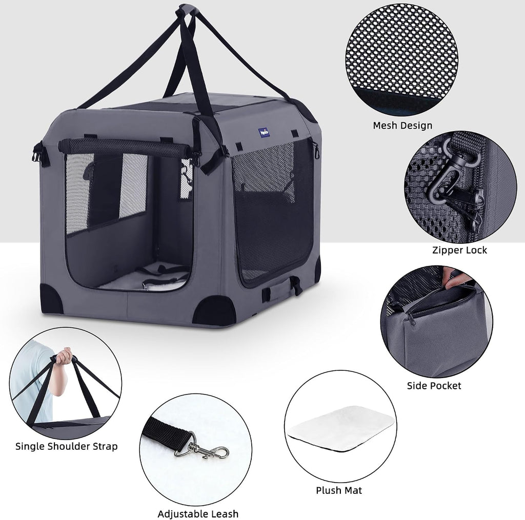 Petprsco Collapsible Dog Crate, 40 inch Portable Dog Crates for Large Dogs