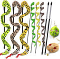 Interactive Cat Toy Wand with Catnip Mouse, Cat Teaser Wand Rainbow String for Bored Indoor Adult Cats and Kittens (8 Pack)