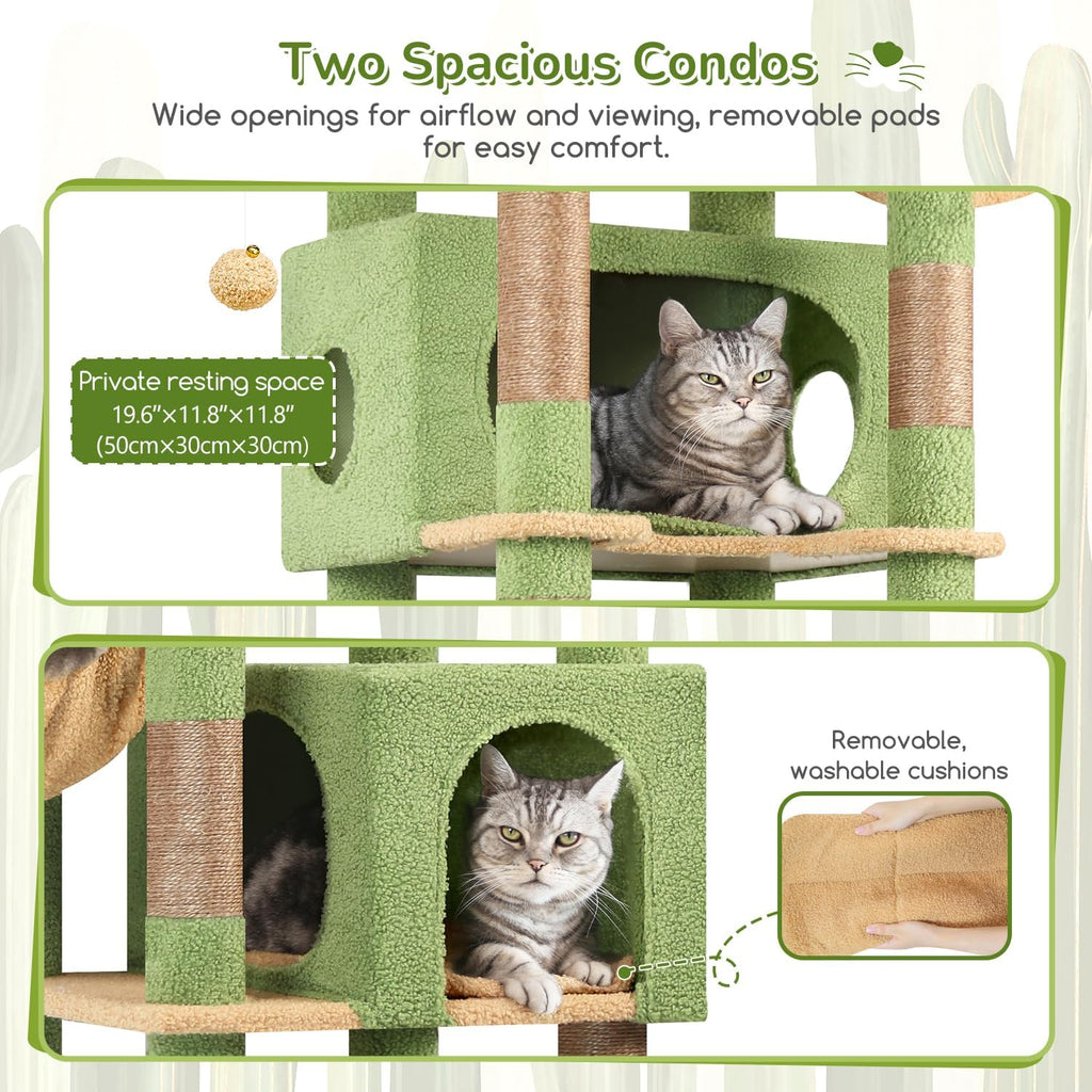 Globlazer 74in Cactus Heavy Duty Cat Tree Tower for Indoor Large Cats, S74