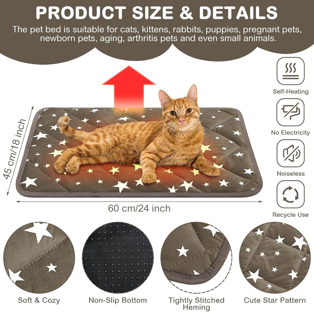 Namalu 4 Pack Self Warming Cat Bed, Brown, 18'' X 24'', Rectangle
