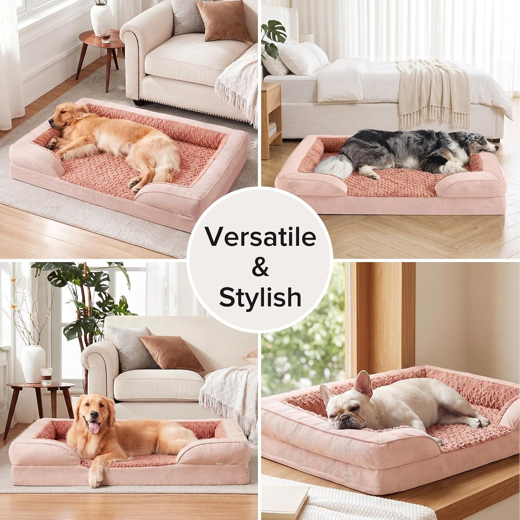 INVENHO Orthopedic Large Dog Bed, Washable Waterproof, Egg-Crate Foam Dog Couch Bed with Washable Removable Cover, Waterproof Lining and Nonskid Bottom