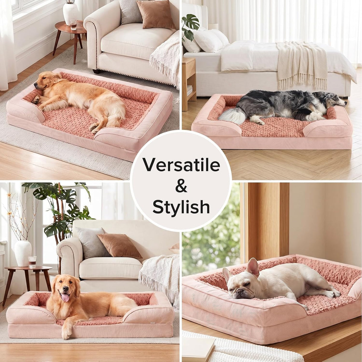 INVENHO Orthopedic Large Dog Bed, Washable Waterproof, Egg-Crate Foam Dog Couch Bed with Washable Removable Cover, Waterproof Lining and Nonskid Bottom
