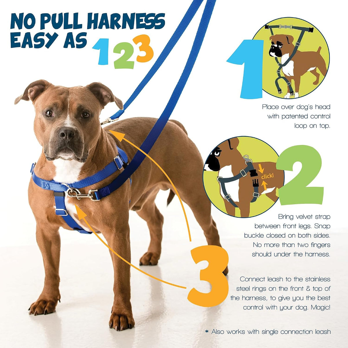 2 Hounds Design Freedom No Pull Dog Harness and Leash, 1" XL, Rust