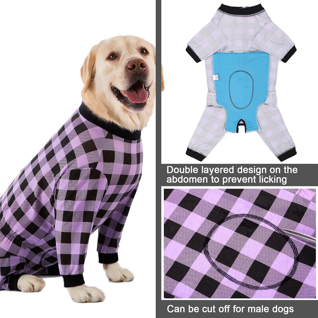 Dog Recovery Suit Full-Zipper After Post-Surgery Large Medium Dogs, Dog Bodysuit for Prevent Licking& Chewing Wounds Onesies Cone Alternative (Purple, 4X-Large)