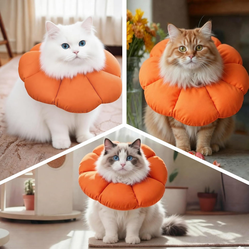 Soft Cat Cone Collar After Surgery,Cat Recovery Collar,Orange,Large