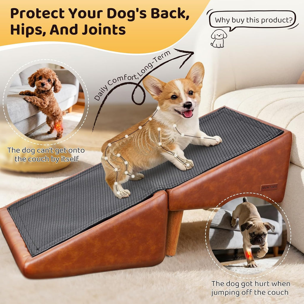 Dog Ramp for Couch, 16"H 2-in-1 Non-Slip Dog Stairs for Small Dogs
