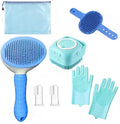 7Pcs Dog & Cat Grooming Kit, Deshedding Brush, Bath Scrubber, Toothbrushes