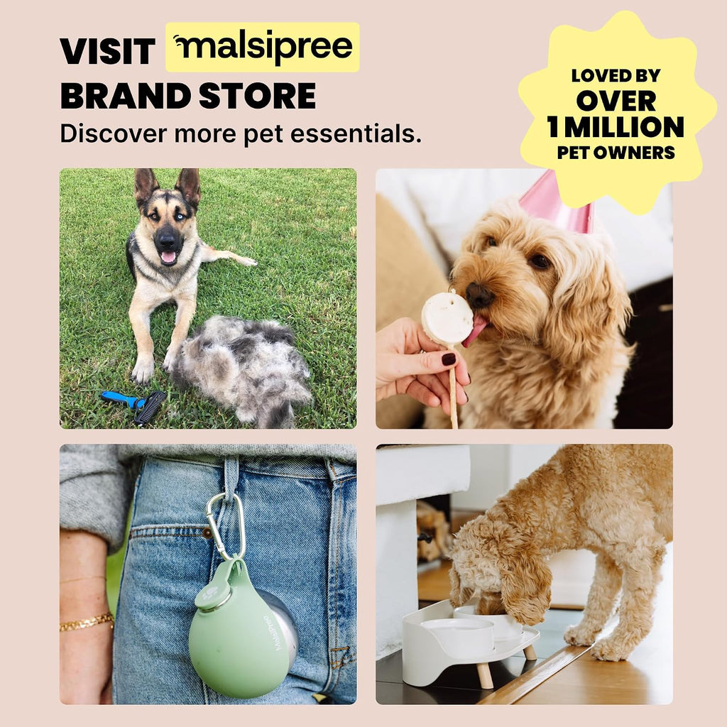MalsiPree Leak-Proof Portable Dog Water Bottle for Travel - 19 oz, with Pink Bowl - Food Grade Plastic - Dog Bowls - Puppy Essentials - Pet Water Bottle for Trail Hiking, Park Visit & Beach Days 